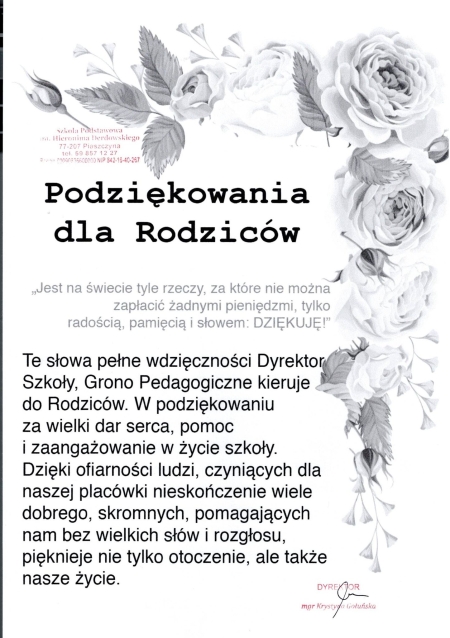 Podziękowania dla Rodziców